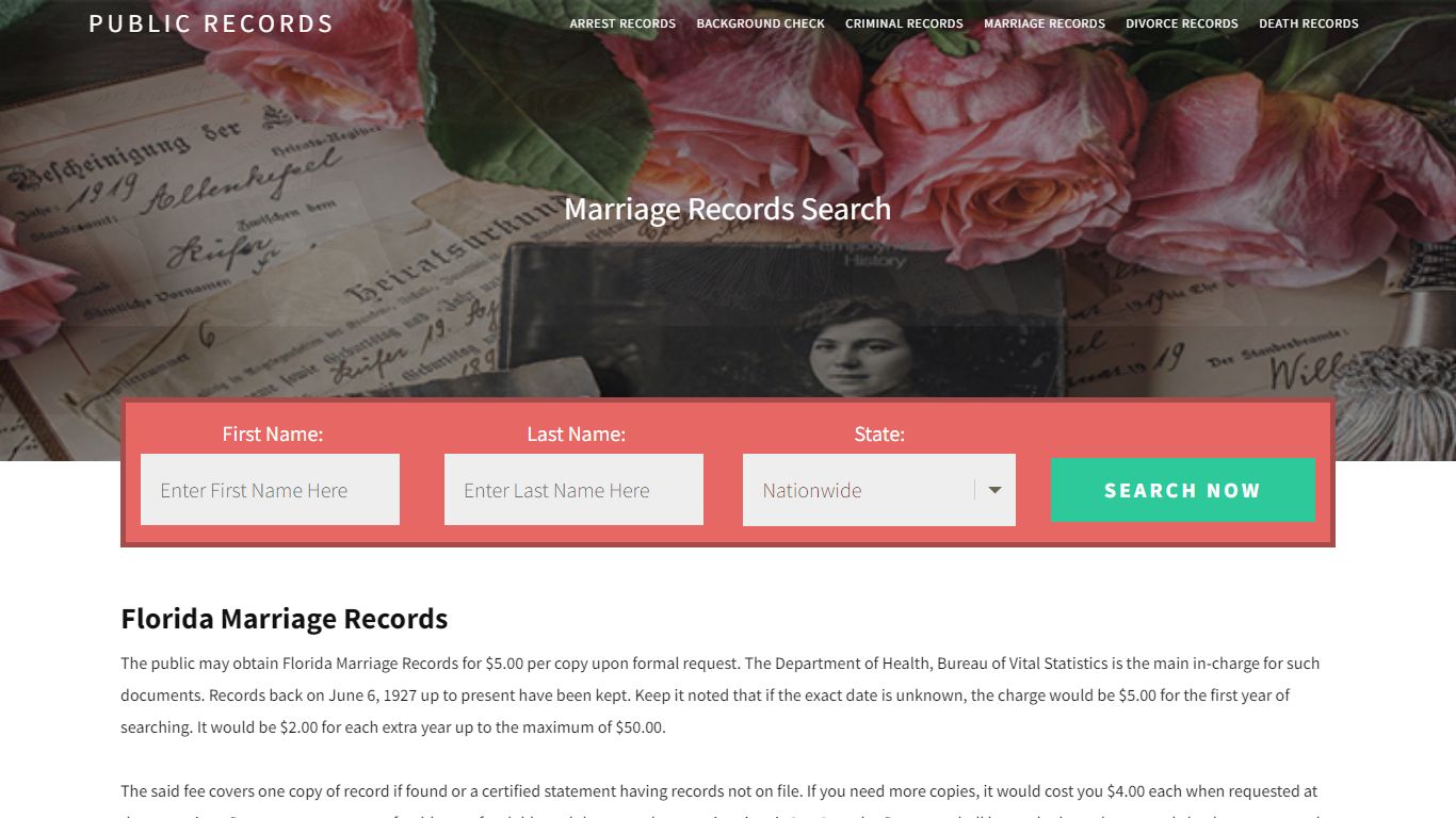 Florida Marriage Records | Enter Name and Search. 14Days Free